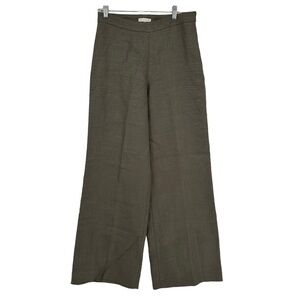 Ann Mashburn - Green 100% linen wide leg structured trouser - Size 6
